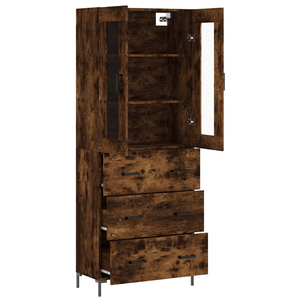 Buffet haut Chêne fumé 69,5x34x180 cm Bois d'ingénierie - XIOS