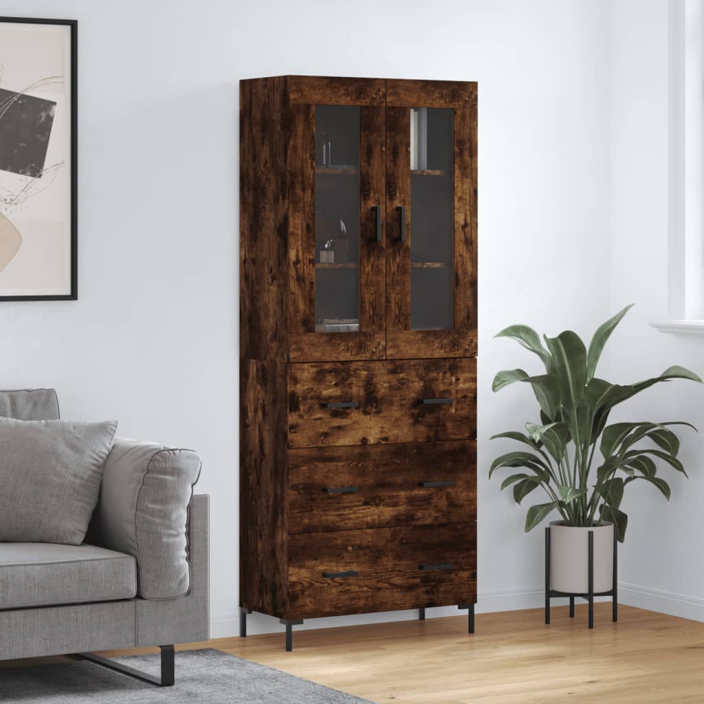 Buffet haut Chêne fumé 69,5x34x180 cm Bois d'ingénierie - XIOS
