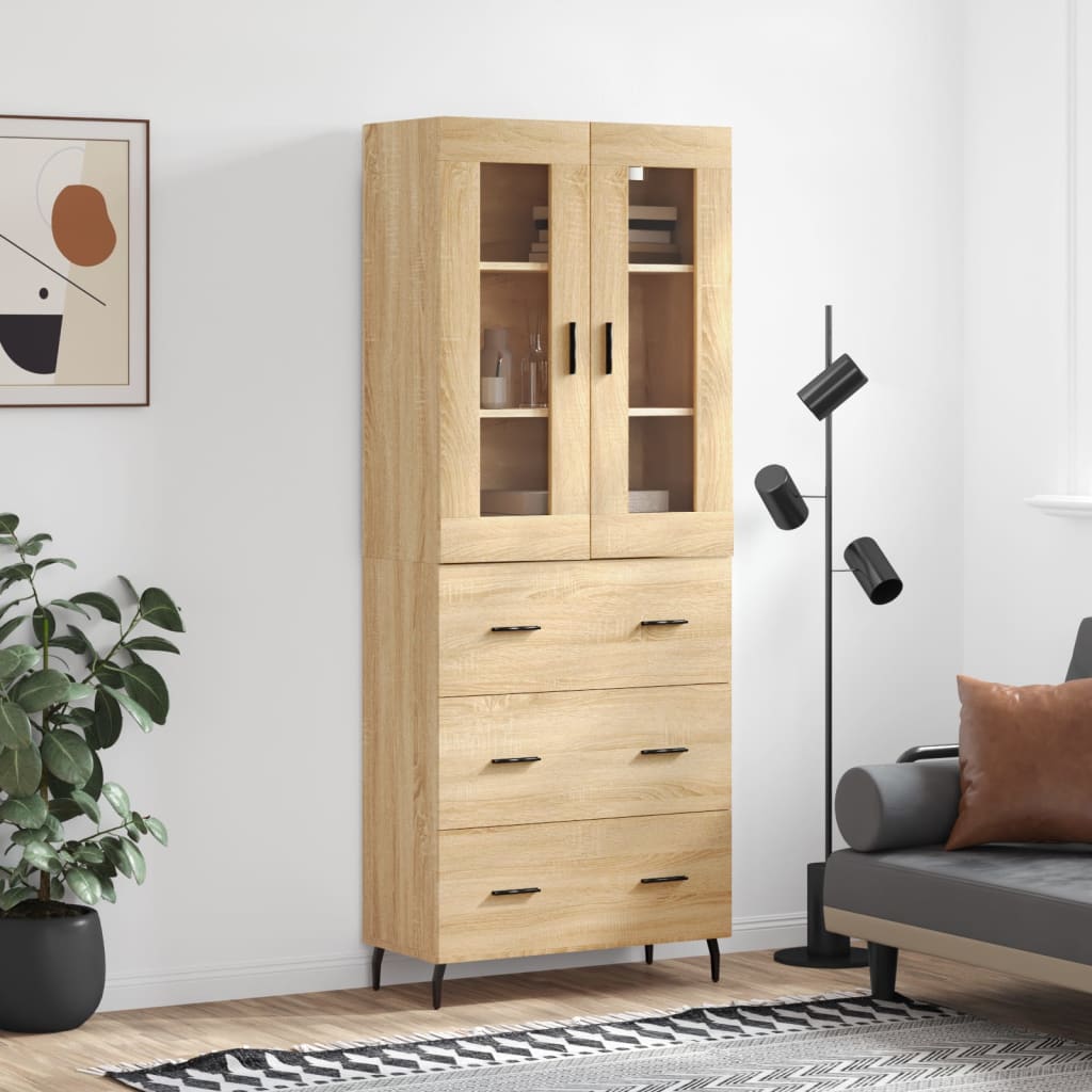 Buffet haut Chêne sonoma 69,5x34x180 cm Bois d'ingénierie - XIOS