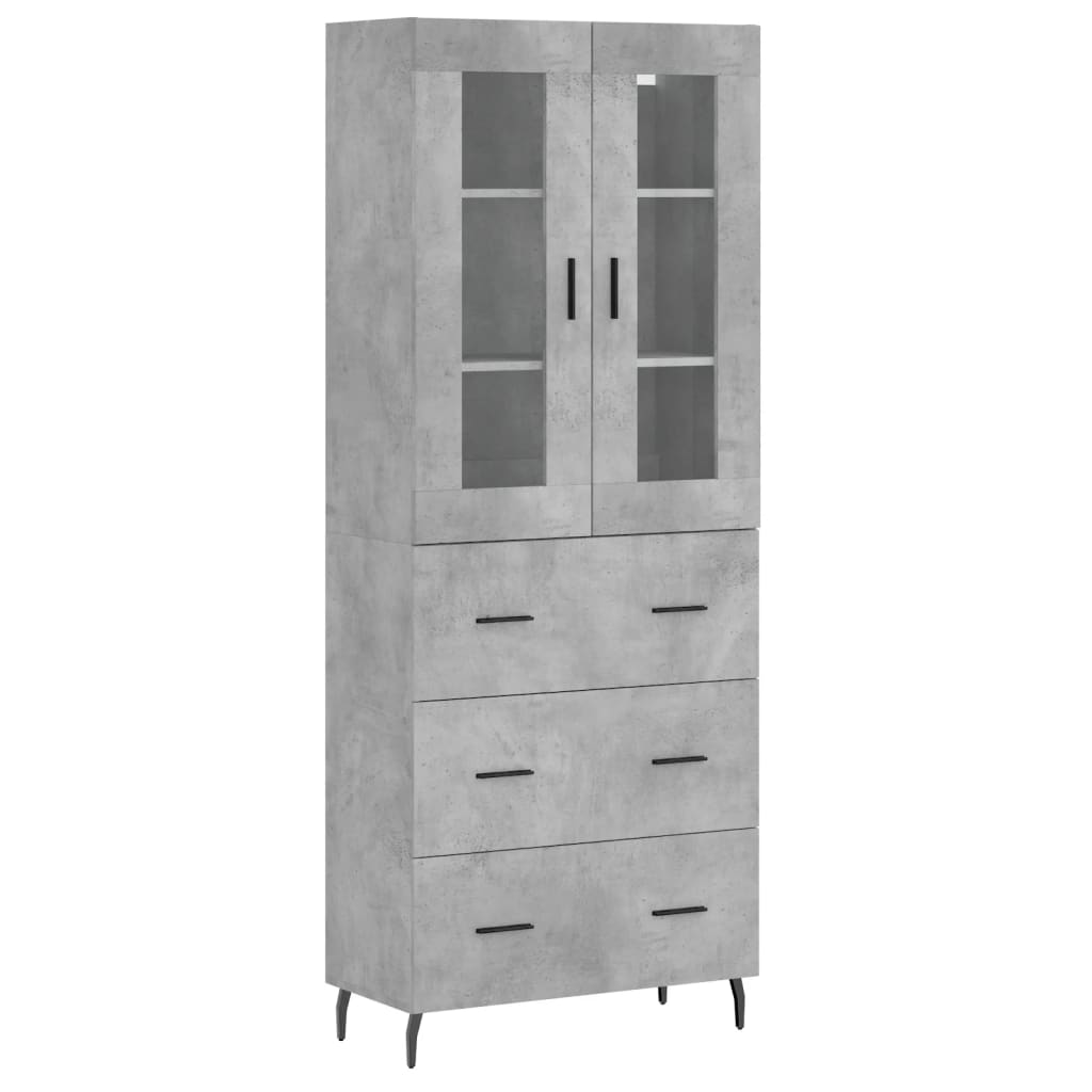 Buffet haut Gris béton 69,5x34x180 cm Bois d'ingénierie - XIOS