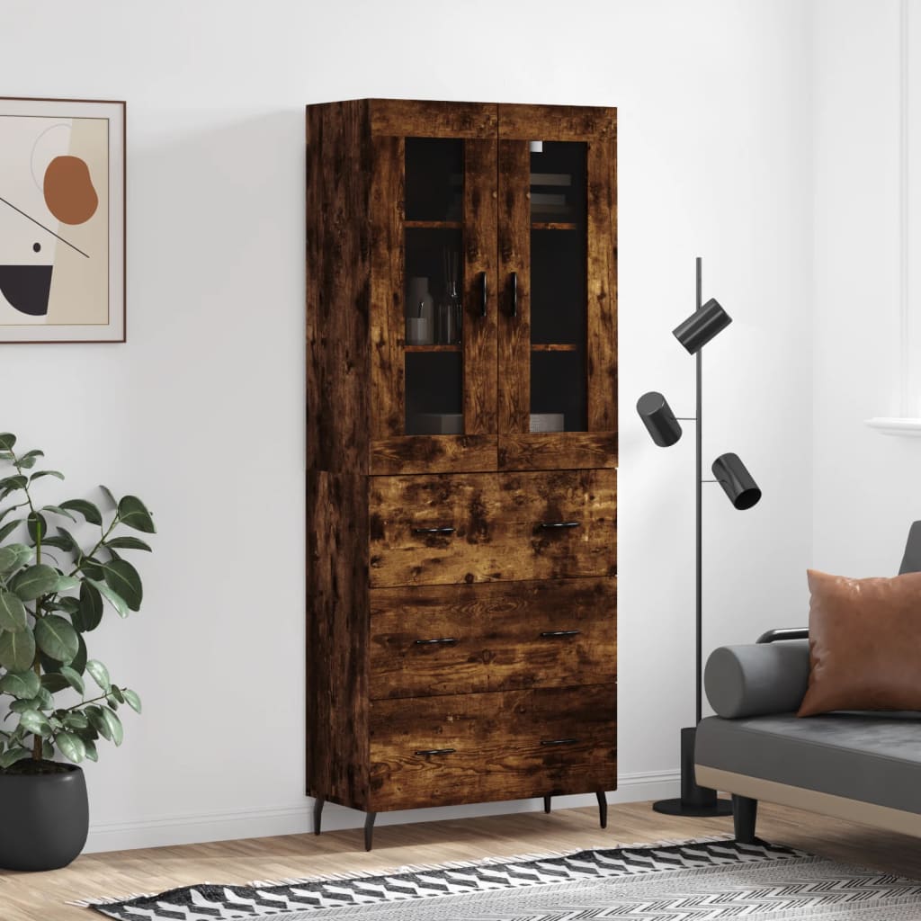 Buffet haut Chêne fumé 69,5x34x180 cm Bois d'ingénierie - XIOS