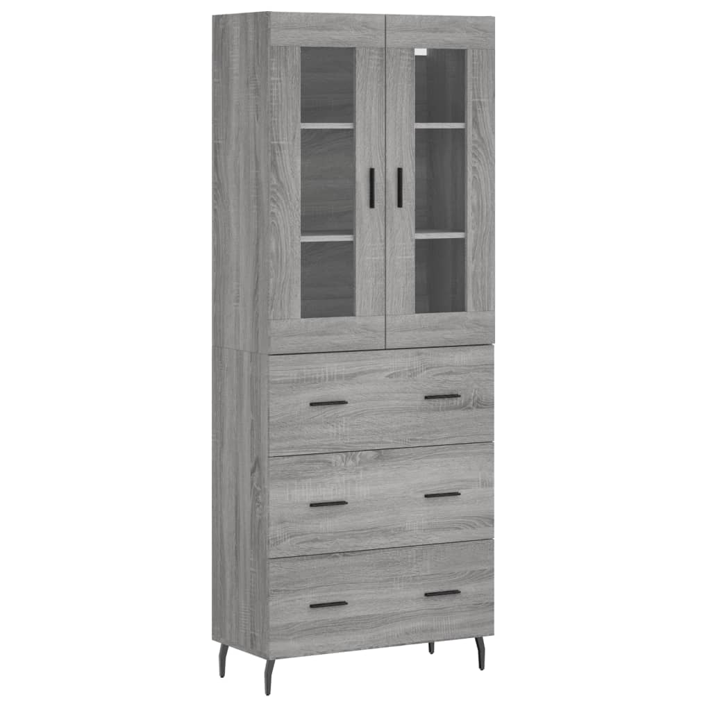 Buffet haut Sonoma gris 69,5x34x180 cm Bois d'ingénierie Buffets & bahuts vidaXL