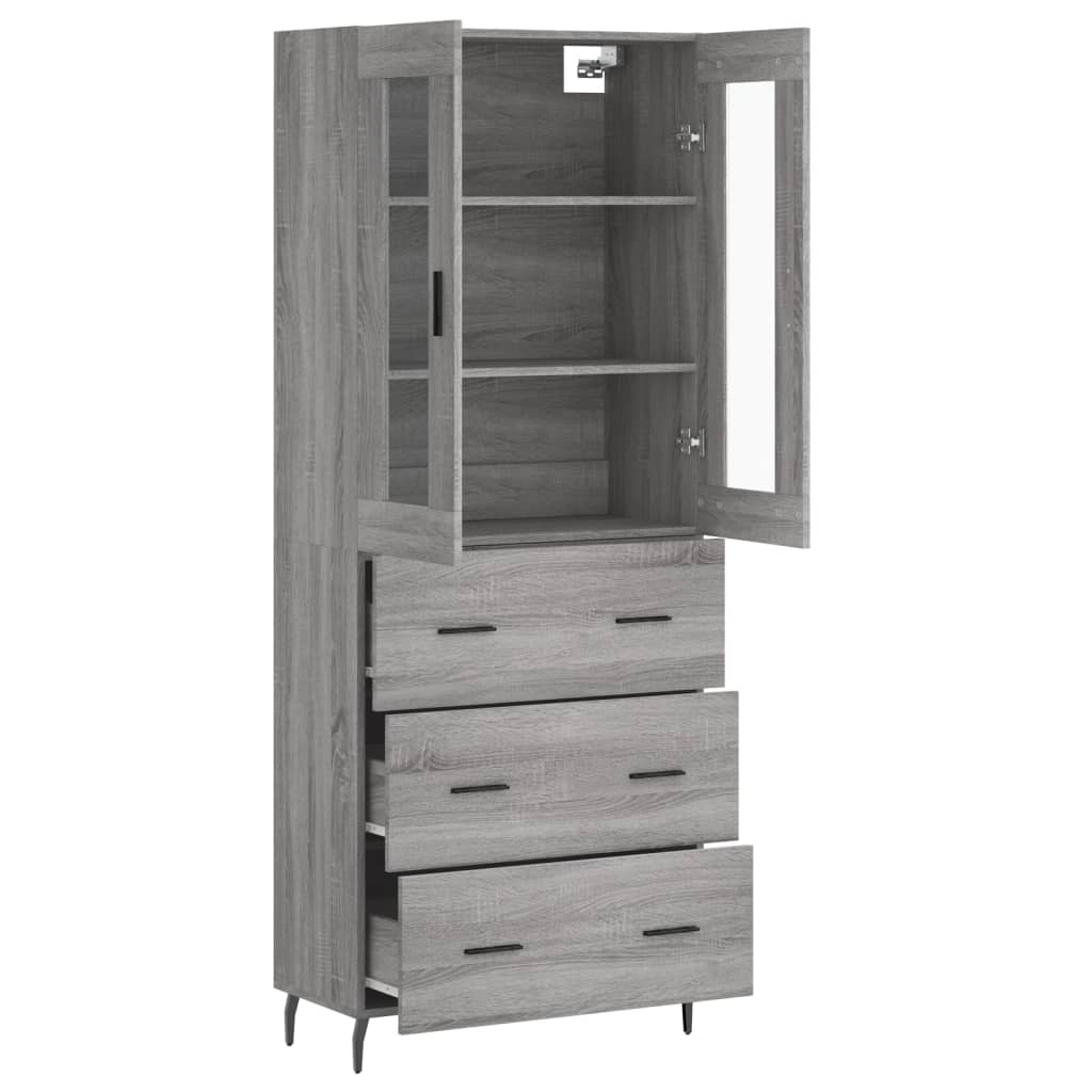 Buffet haut Sonoma gris 69,5x34x180 cm Bois d'ingénierie Buffets & bahuts vidaXL
