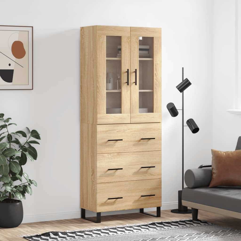 Buffet haut Chêne sonoma 69,5x34x180 cm Bois d'ingénierie - XIOS