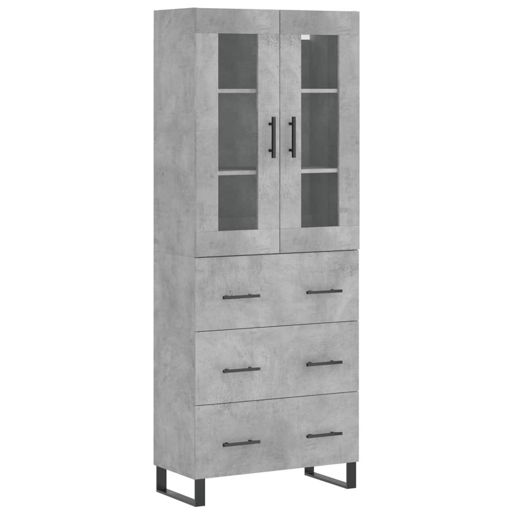 Buffet haut Gris béton 69,5x34x180 cm Bois d'ingénierie - XIOS