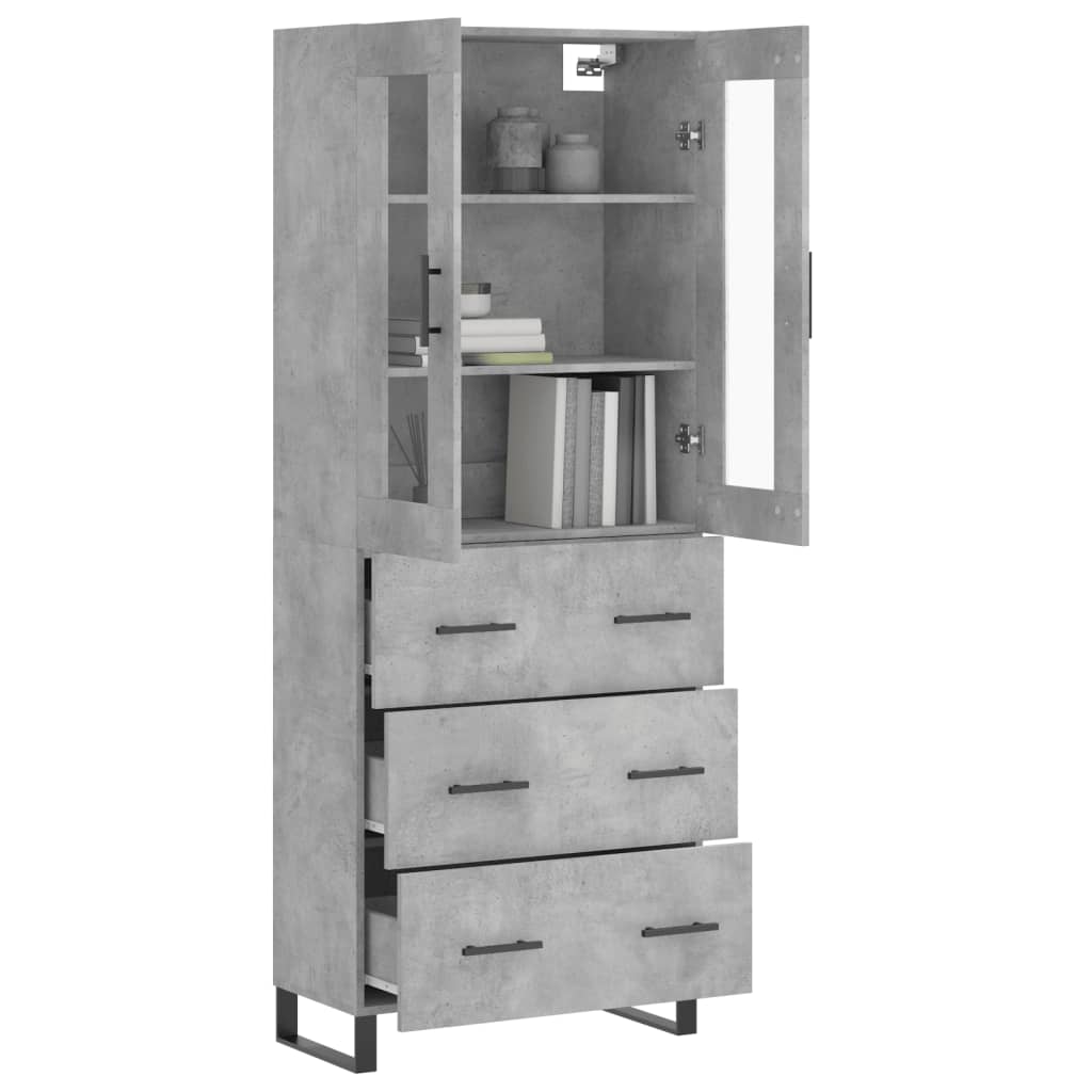 Buffet haut Gris béton 69,5x34x180 cm Bois d'ingénierie - XIOS