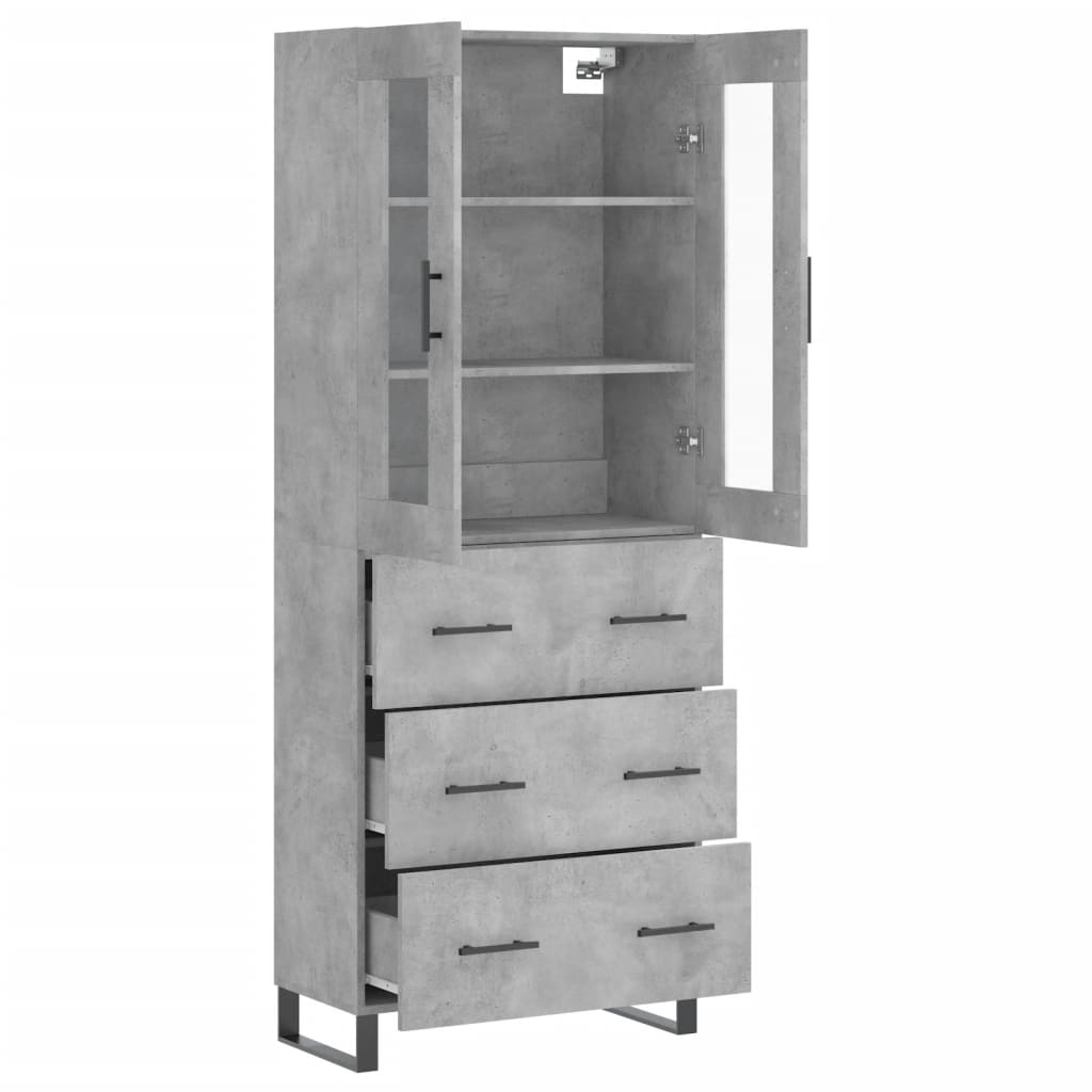 Buffet haut Gris béton 69,5x34x180 cm Bois d'ingénierie - XIOS