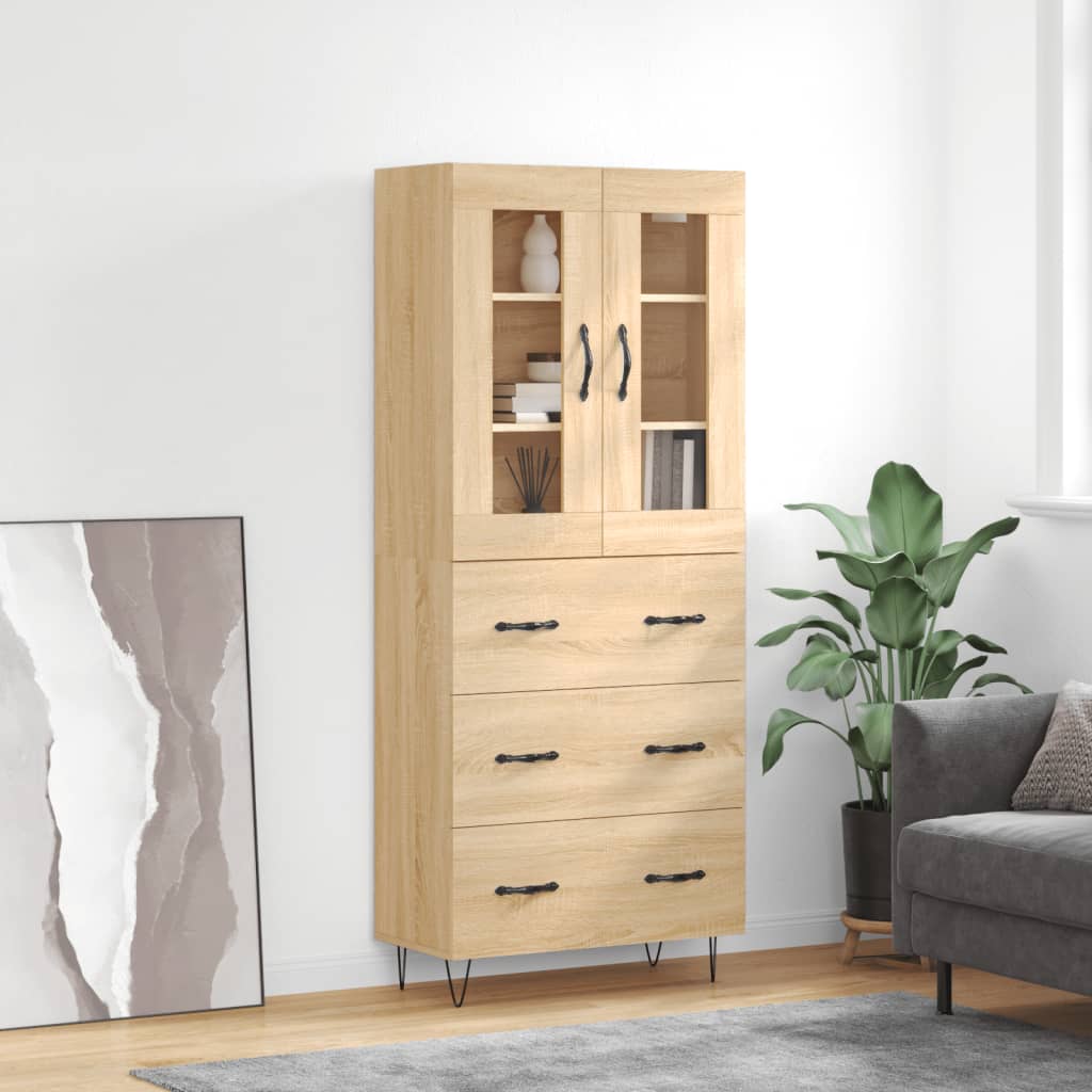 Buffet haut Chêne sonoma 69,5x34x180 cm Bois d'ingénierie - XIOS