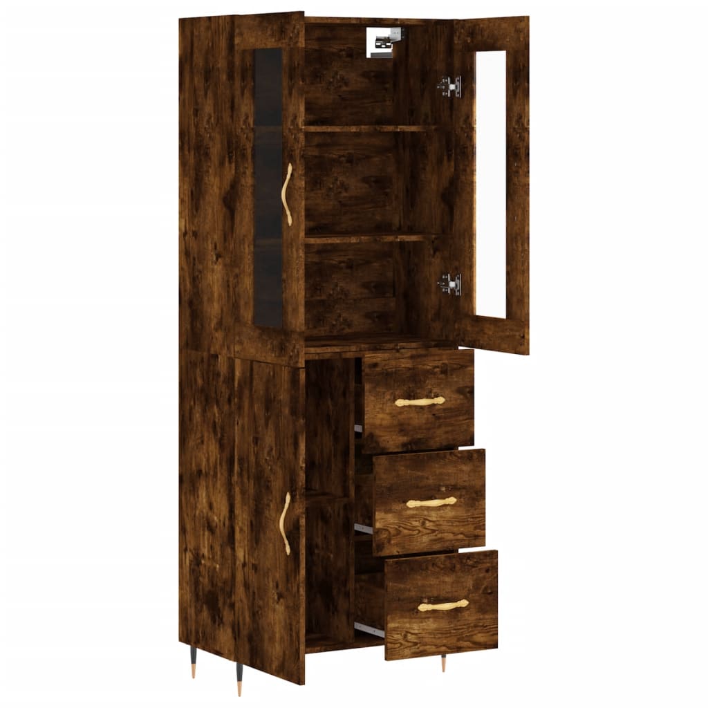 Buffet haut Chêne fumé 69,5x34x180 cm Bois d'ingénierie - XIOS