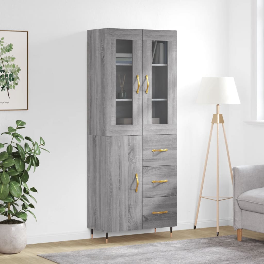 Buffet haut Sonoma gris 69,5x34x180 cm Bois d'ingénierie - XIOS