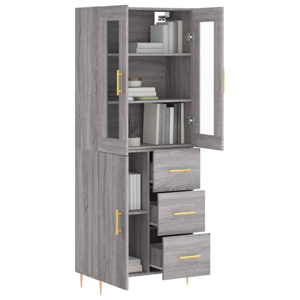 Buffet haut Sonoma gris 69,5x34x180 cm Bois d'ingénierie - XIOS