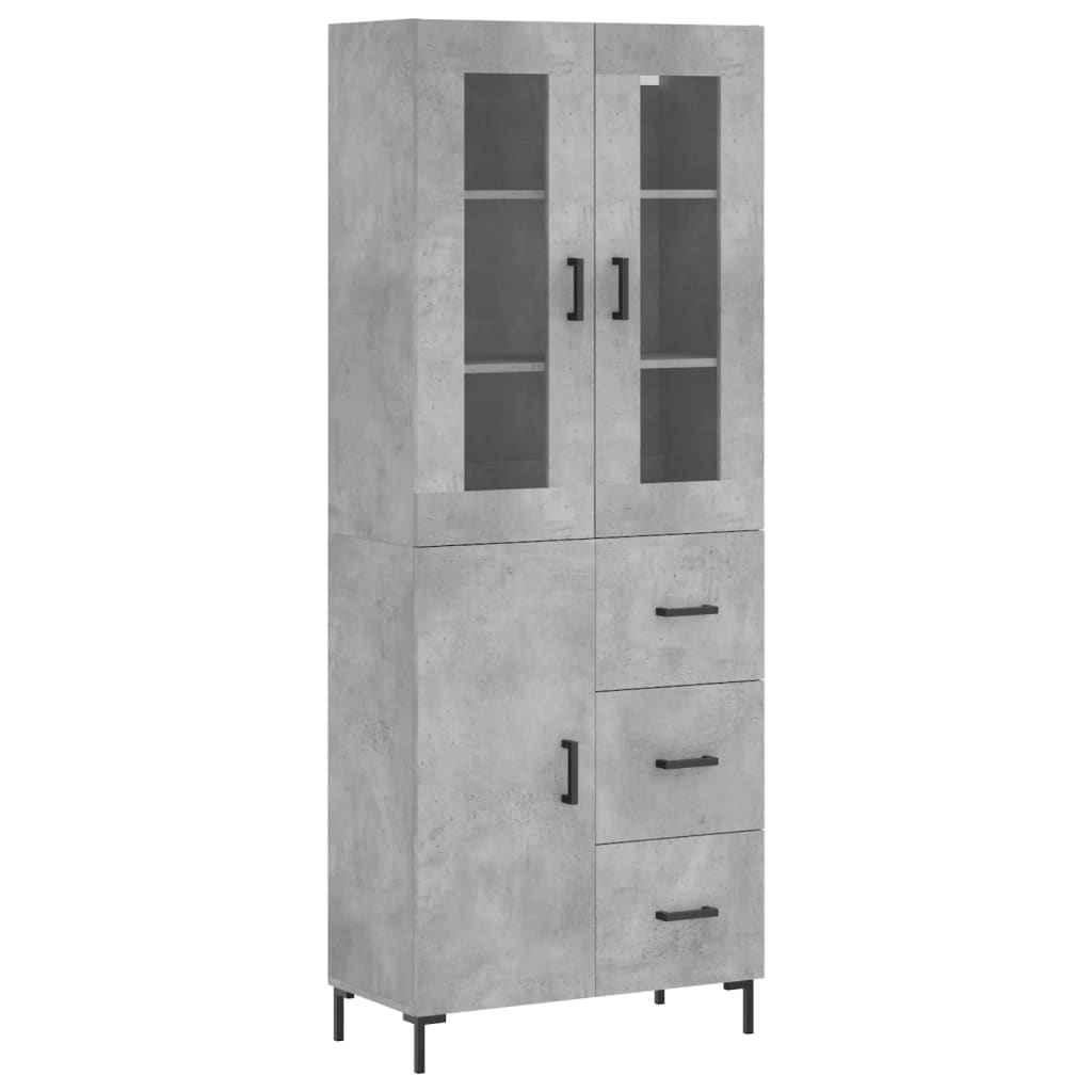 Buffet haut Gris béton 69,5x34x180 cm Bois d'ingénierie - XIOS