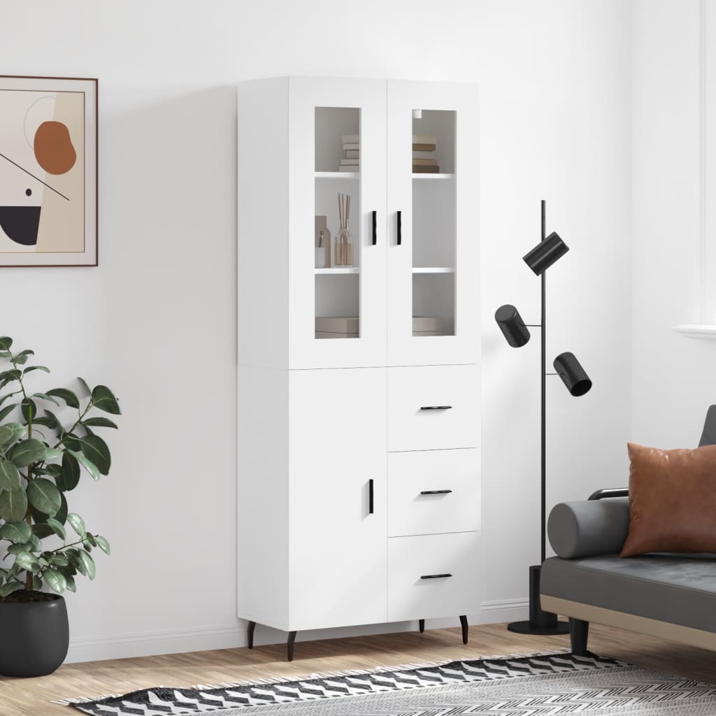 Buffet haut Blanc 69,5x34x180 cm Bois d'ingénierie Buffets & bahuts vidaXL   