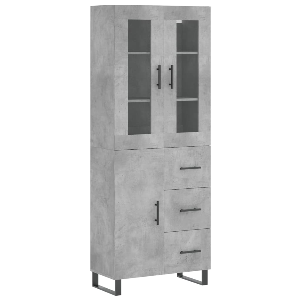 Buffet haut Gris béton 69,5x34x180 cm Bois d'ingénierie - XIOS