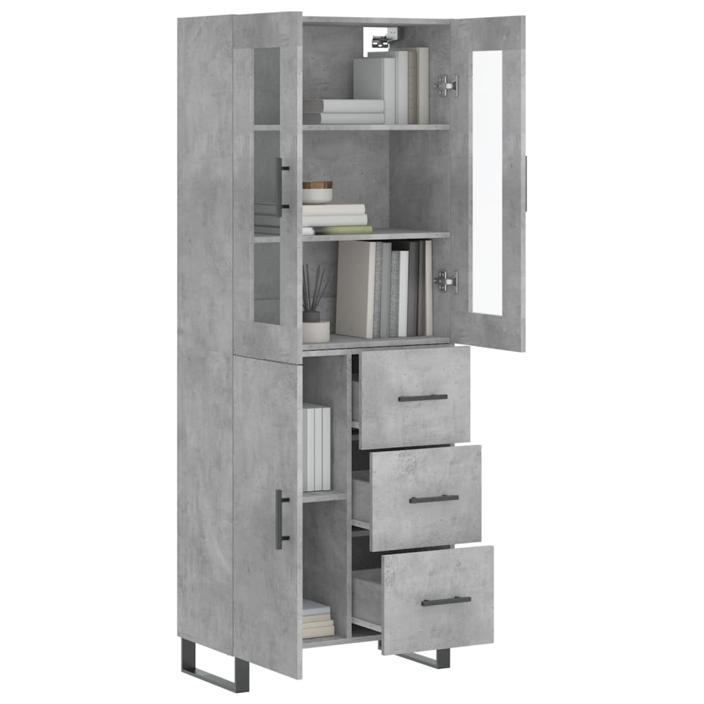 Buffet haut Gris béton 69,5x34x180 cm Bois d'ingénierie - XIOS
