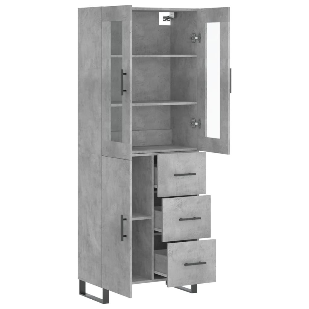 Buffet haut Gris béton 69,5x34x180 cm Bois d'ingénierie - XIOS