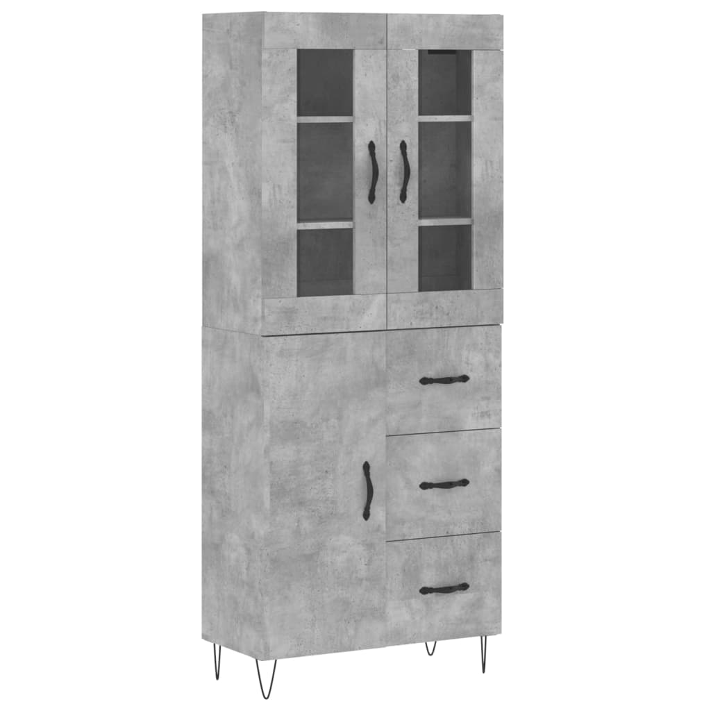 Buffet haut Gris béton 69,5x34x180 cm Bois d'ingénierie - XIOS