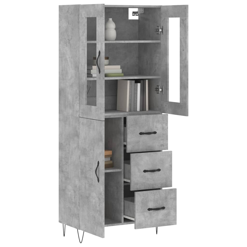 Buffet haut Gris béton 69,5x34x180 cm Bois d'ingénierie - XIOS