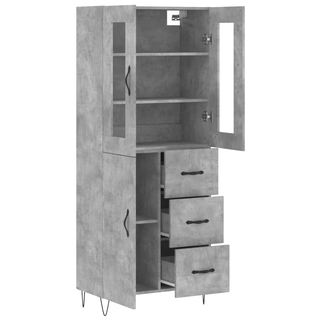Buffet haut Gris béton 69,5x34x180 cm Bois d'ingénierie - XIOS
