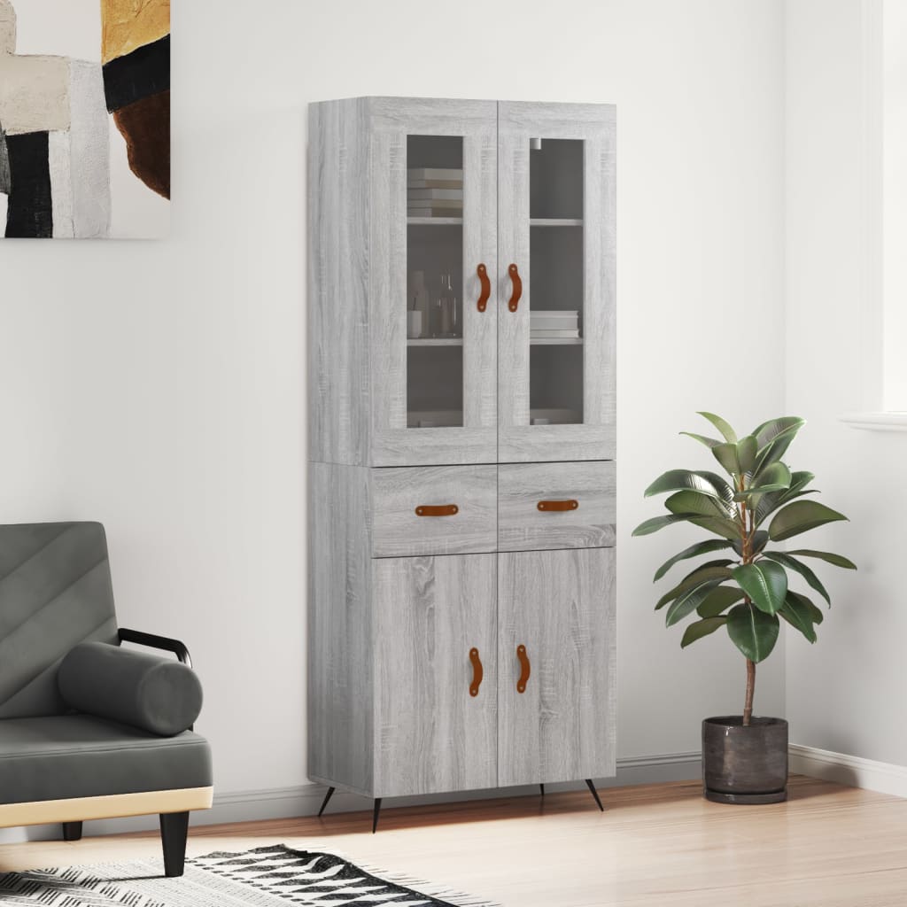 Buffet haut Sonoma gris 69,5x34x180 cm Bois d'ingénierie - XIOS