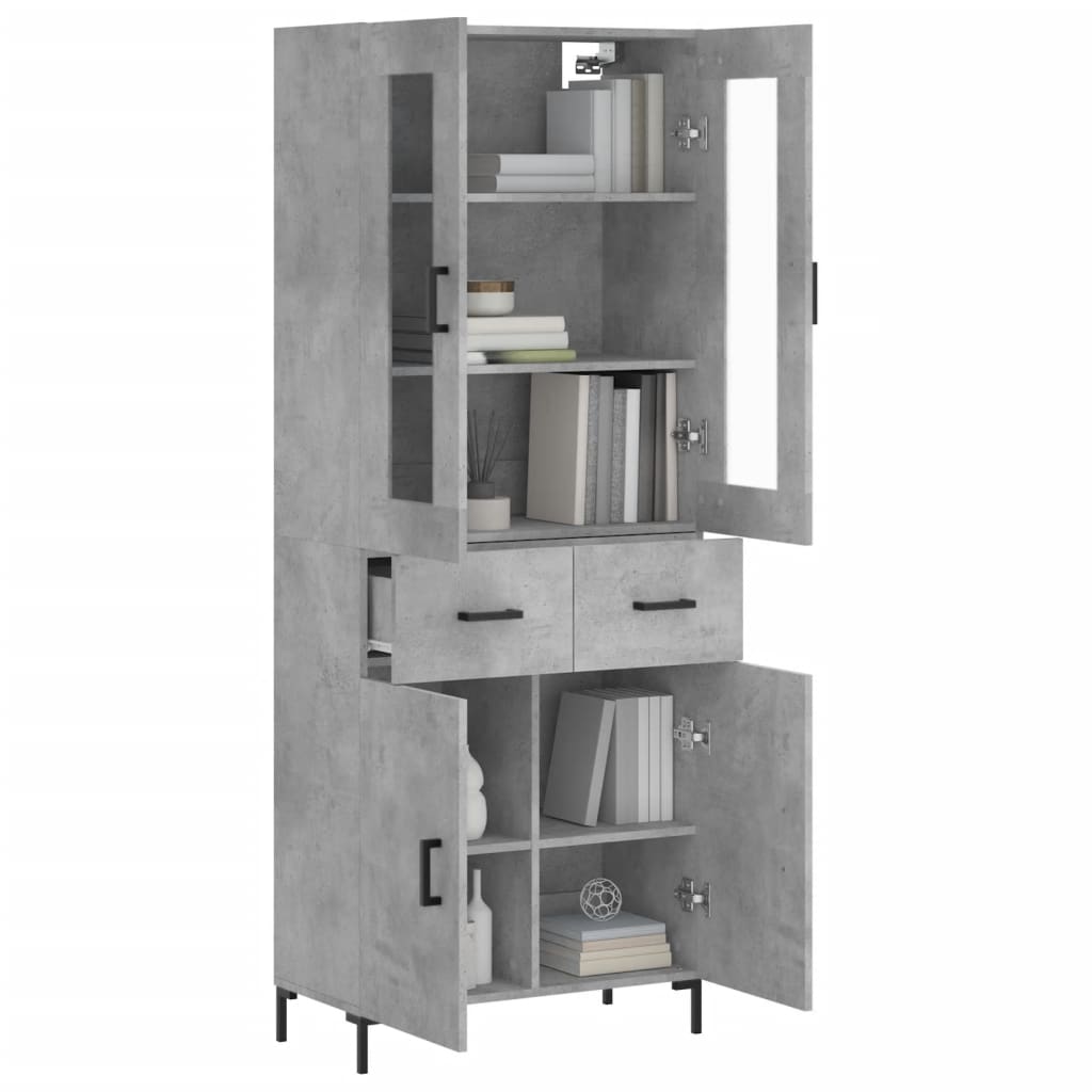 Buffet haut Gris béton 69,5x34x180 cm Bois d'ingénierie - XIOS