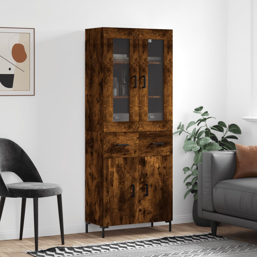 Buffet haut Chêne fumé 69,5x34x180 cm Bois d'ingénierie - XIOS