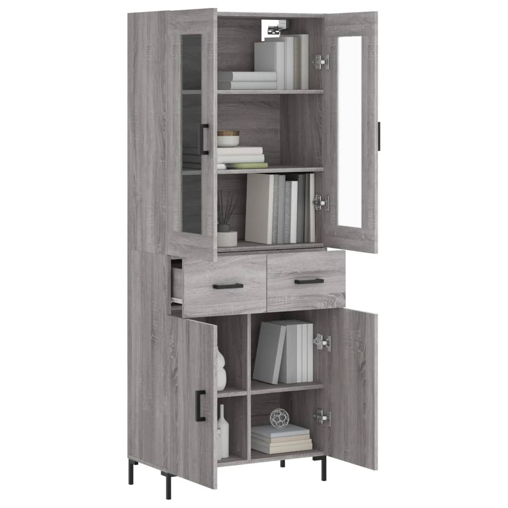 Buffet haut Sonoma gris 69,5x34x180 cm Bois d'ingénierie - XIOS