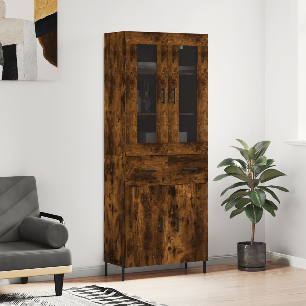 Buffet haut Chêne fumé 69,5x34x180 cm Bois d'ingénierie - XIOS