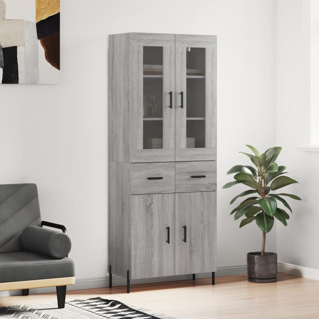 Buffet haut Sonoma gris 69,5x34x180 cm Bois d'ingénierie - XIOS