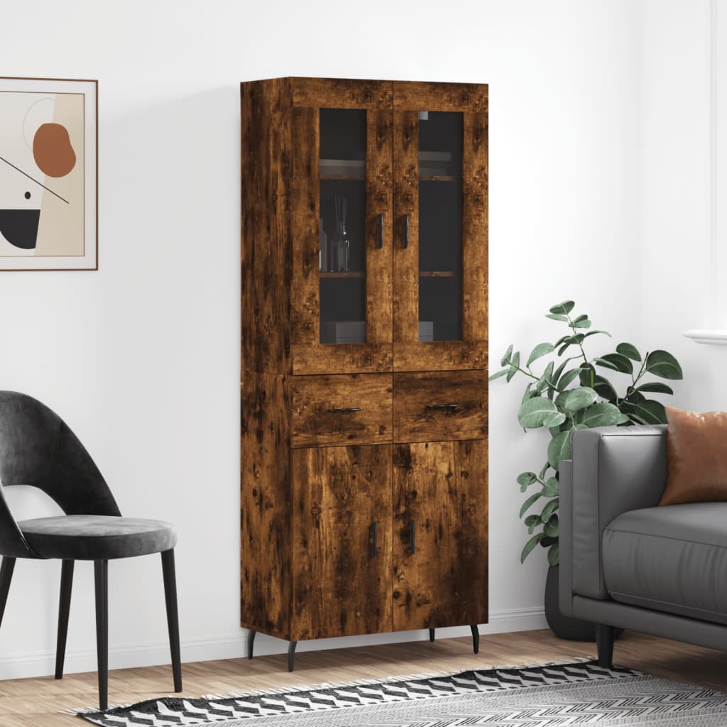 Buffet haut Chêne fumé 69,5x34x180 cm Bois d'ingénierie - XIOS