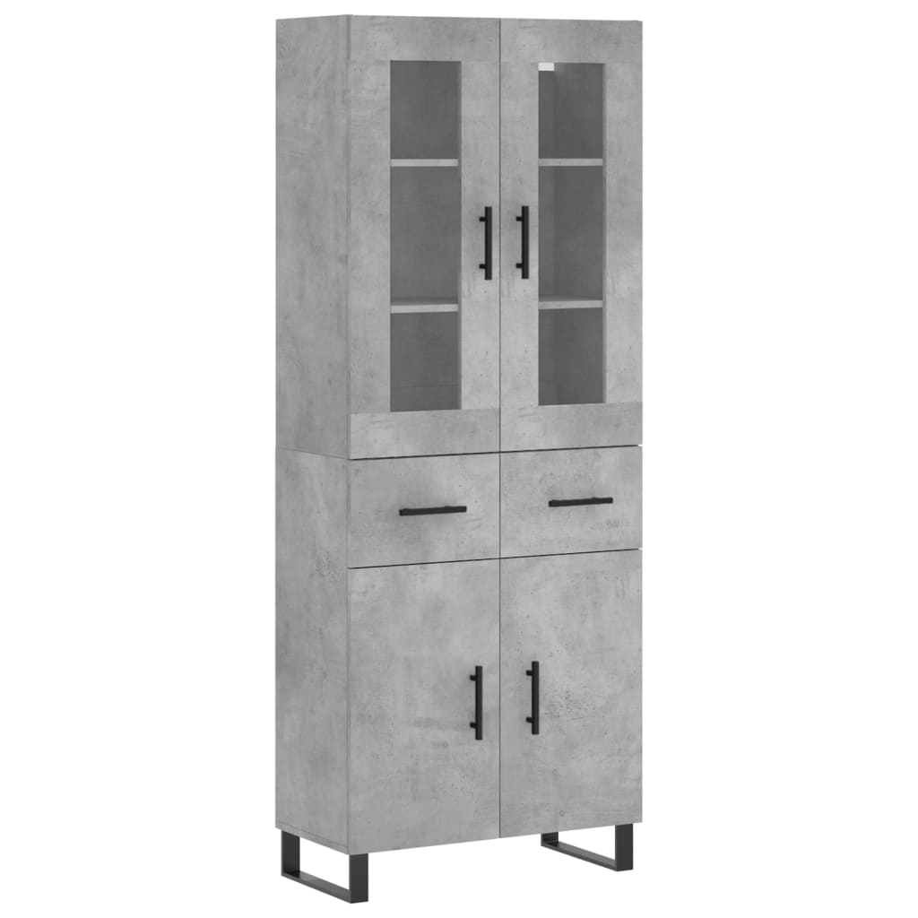 Buffet haut Gris béton 69,5x34x180 cm Bois d'ingénierie - XIOS