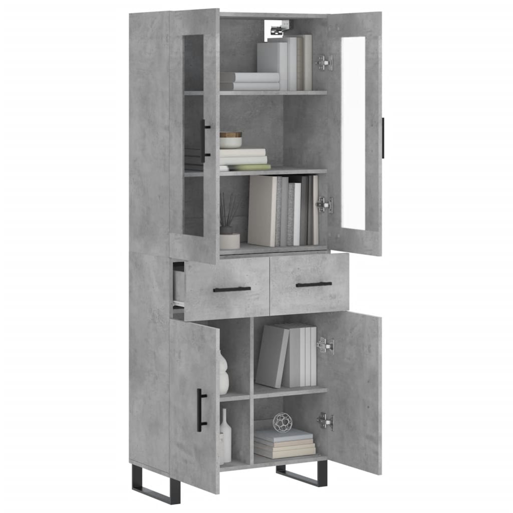 Buffet haut Gris béton 69,5x34x180 cm Bois d'ingénierie - XIOS