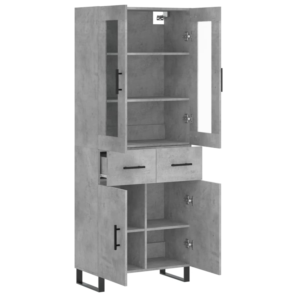 Buffet haut Gris béton 69,5x34x180 cm Bois d'ingénierie - XIOS