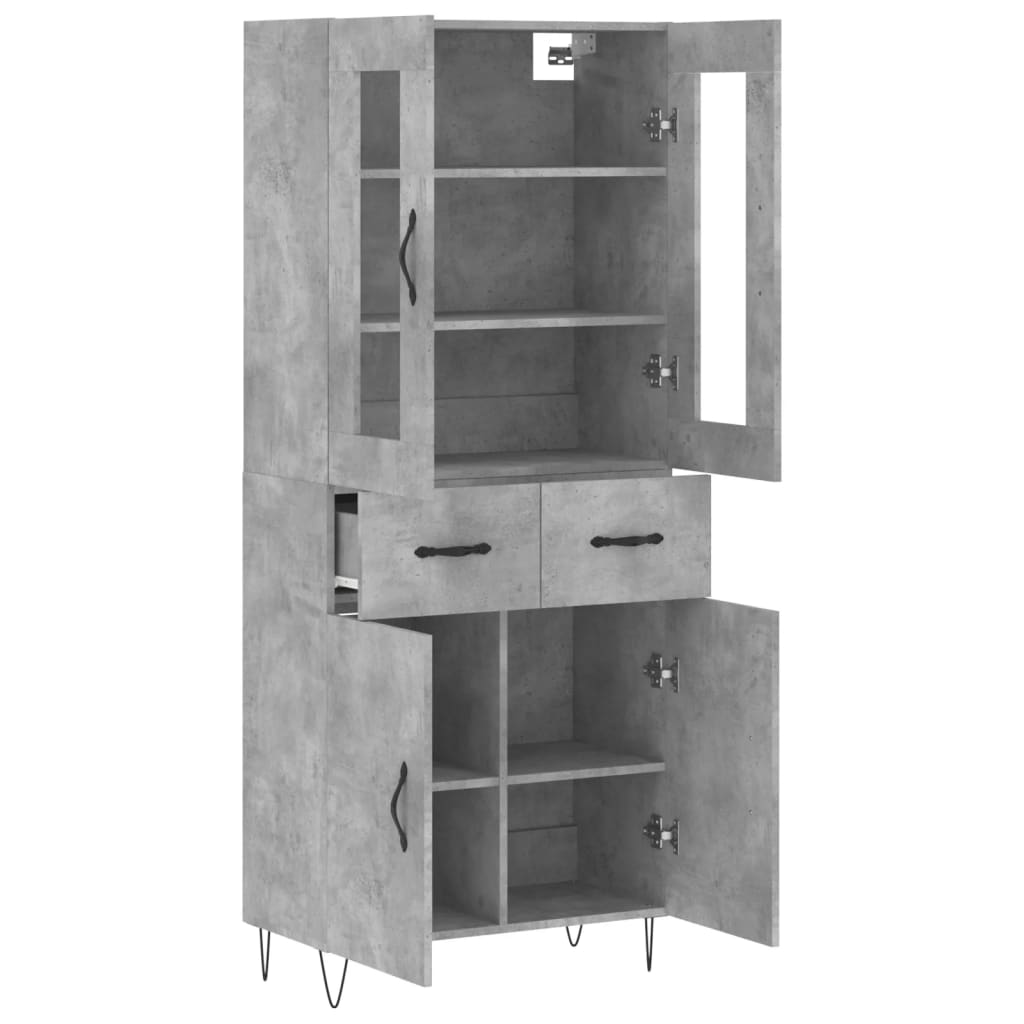 Buffet haut Gris béton 69,5x34x180 cm Bois d'ingénierie - XIOS