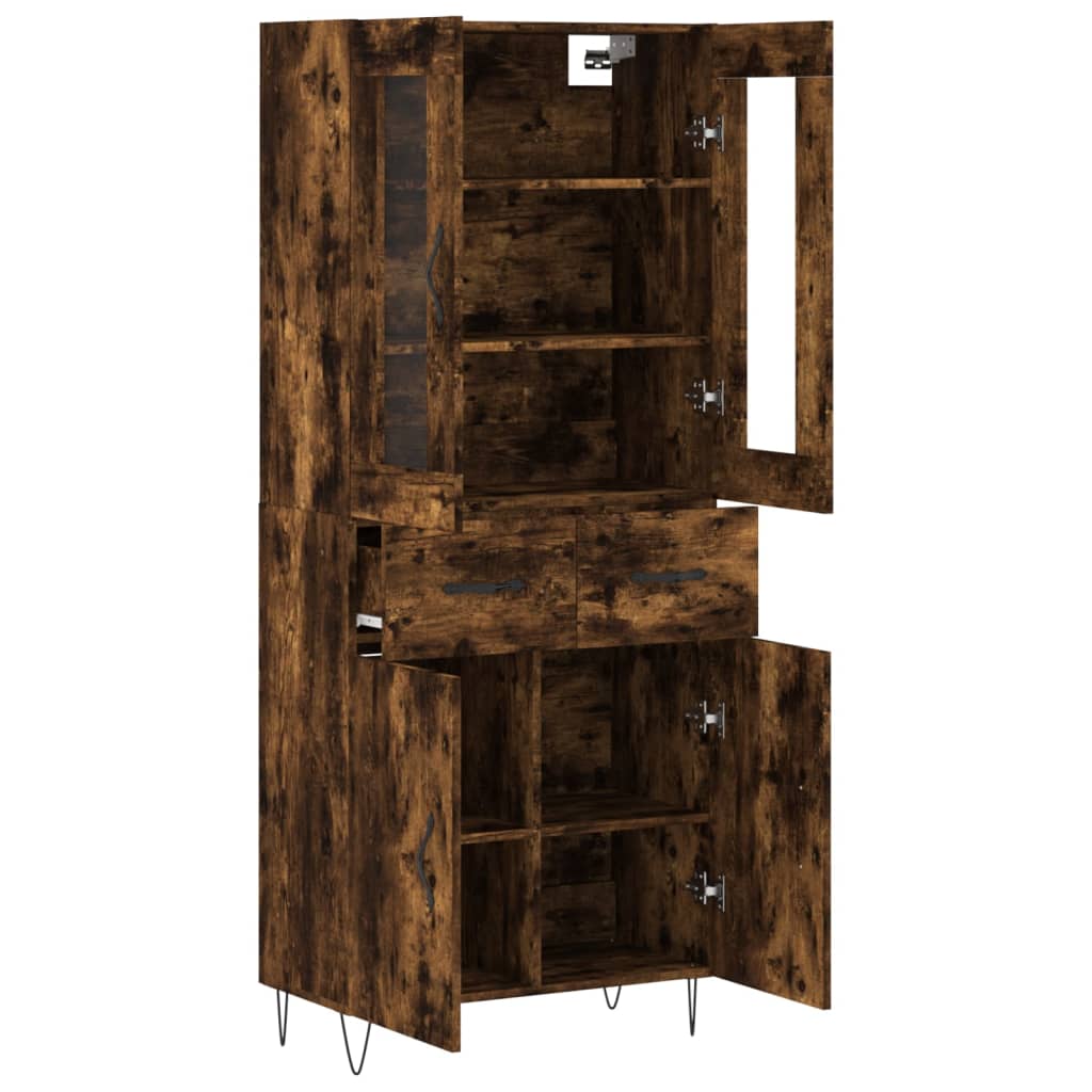 Buffet haut Chêne fumé 69,5x34x180 cm Bois d'ingénierie - XIOS