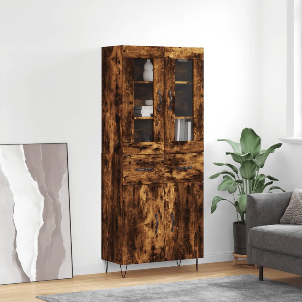 Buffet haut Chêne fumé 69,5x34x180 cm Bois d'ingénierie - XIOS