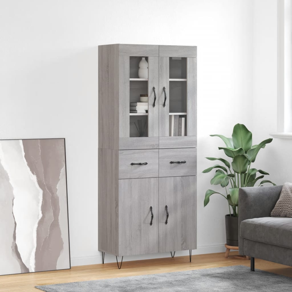 Buffet haut Sonoma gris 69,5x34x180 cm Bois d'ingénierie - XIOS