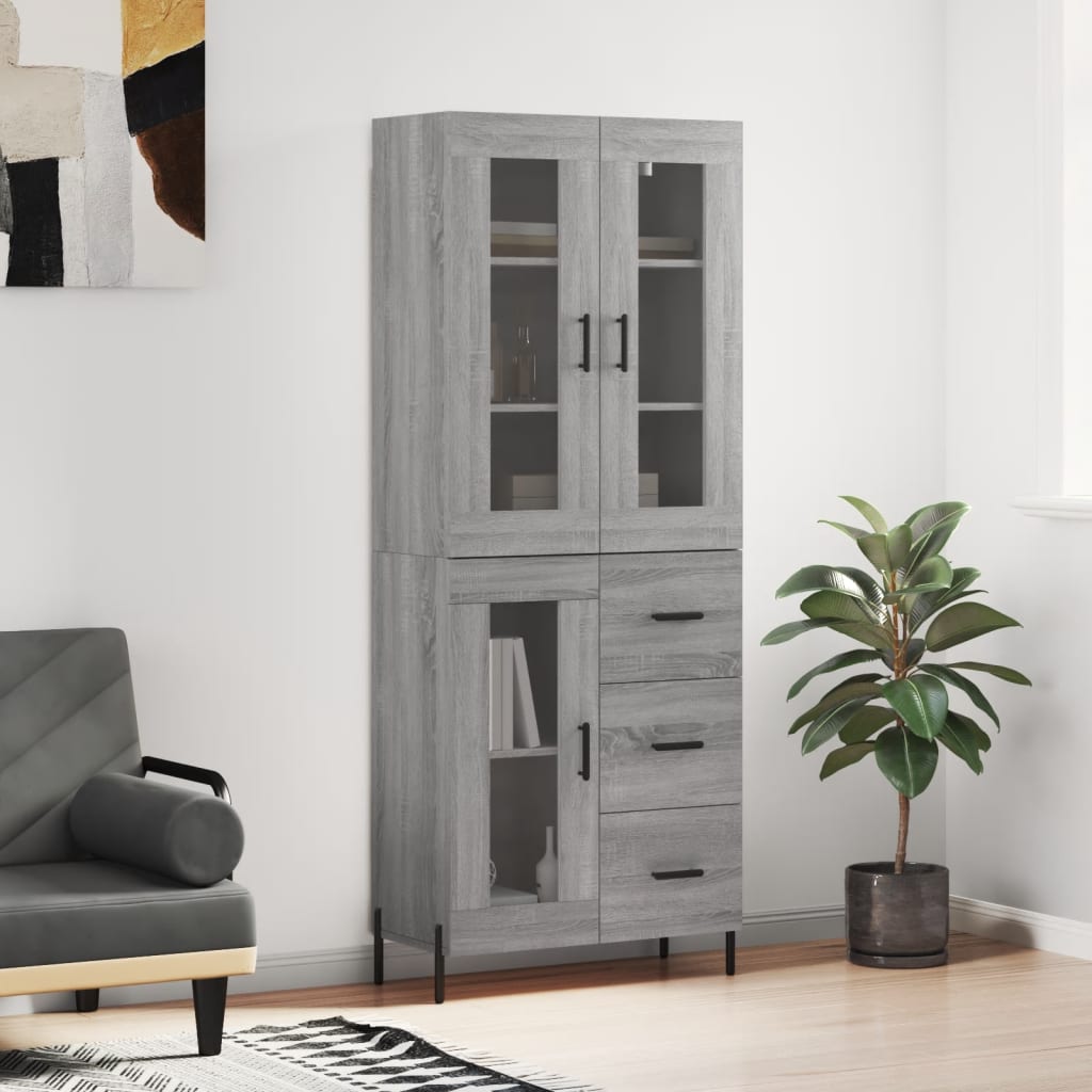 Buffet haut Sonoma gris 69,5x34x180 cm Bois d'ingénierie - XIOS