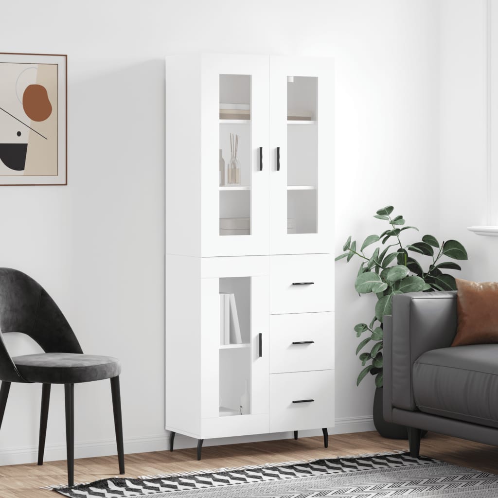 Buffet haut Blanc 69,5x34x180 cm Bois d'ingénierie Buffets & bahuts vidaXL   