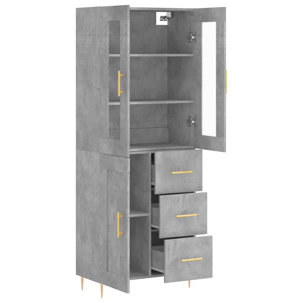 Buffet haut Gris béton 69,5x34x180 cm Bois d'ingénierie - XIOS
