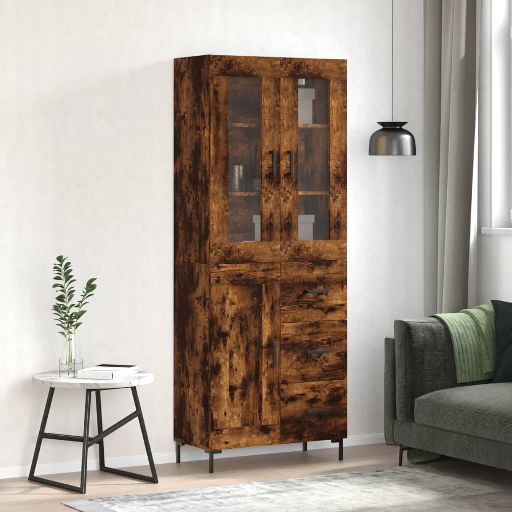 Buffet haut Chêne fumé 69,5x34x180 cm Bois d'ingénierie - XIOS