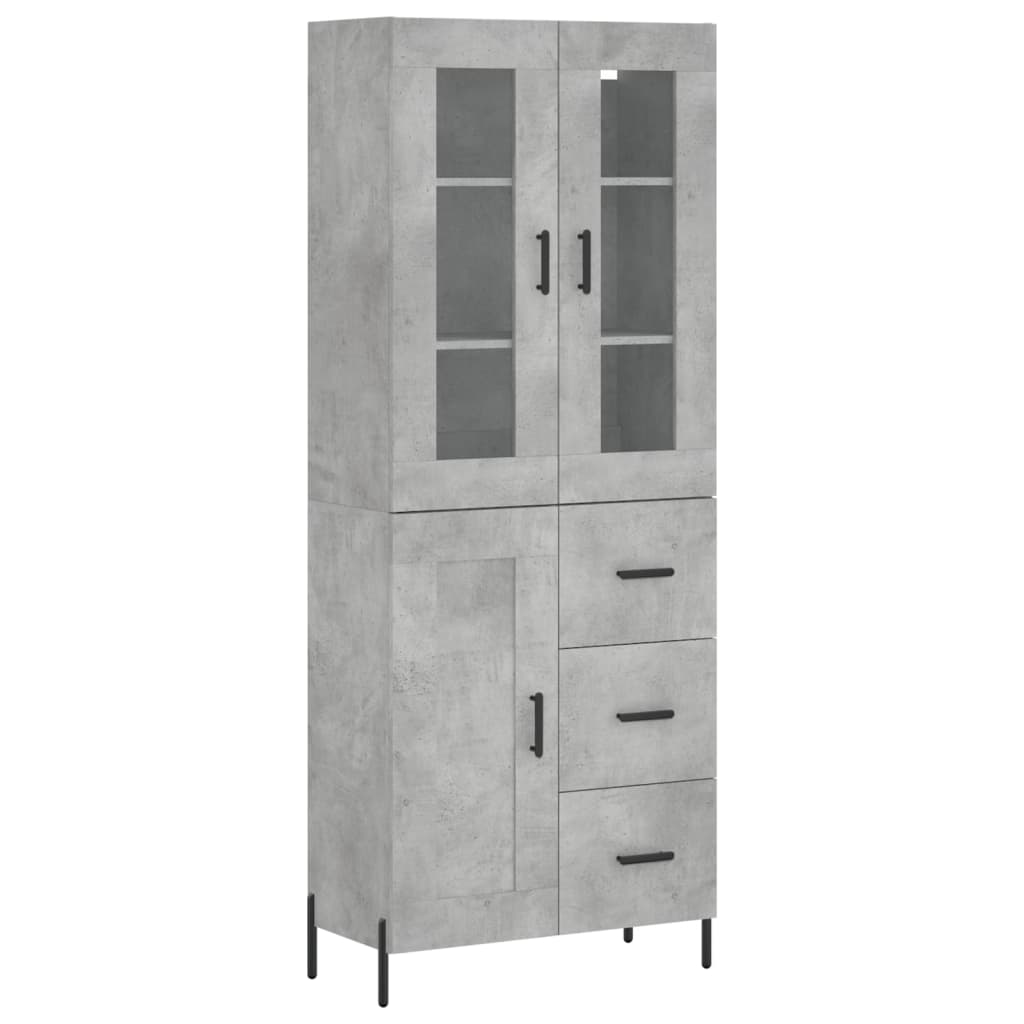 Buffet haut Gris béton 69,5x34x180 cm Bois d'ingénierie - XIOS
