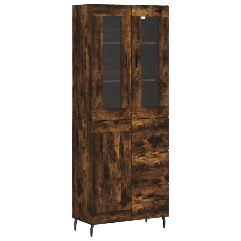 Buffet haut Chêne fumé 69,5x34x180 cm Bois d'ingénierie