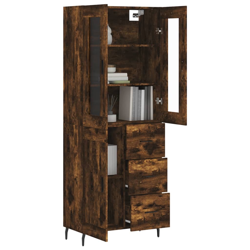 Buffet haut Chêne fumé 69,5x34x180 cm Bois d'ingénierie - XIOS