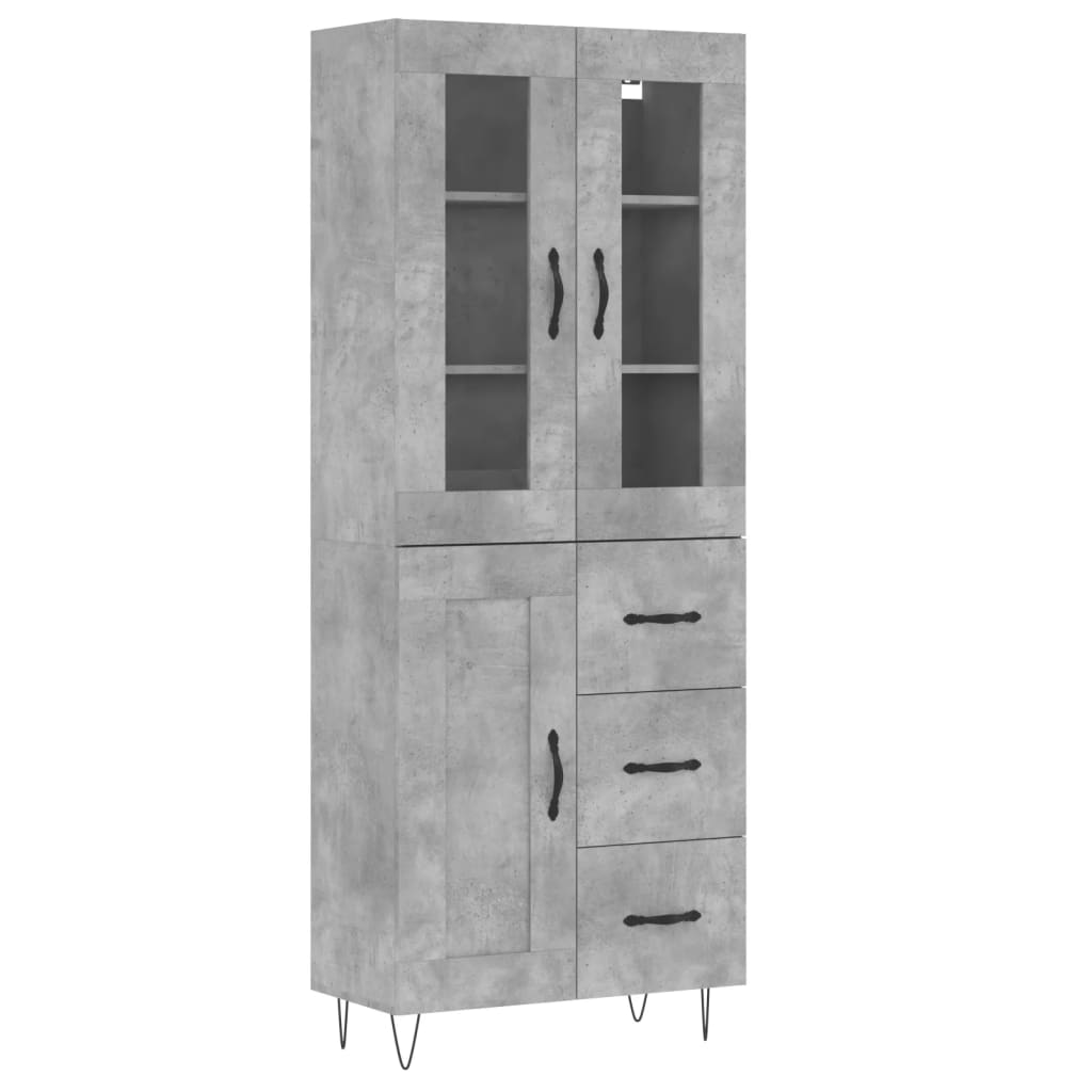 Buffet haut Gris béton 69,5x34x180 cm Bois d'ingénierie - XIOS