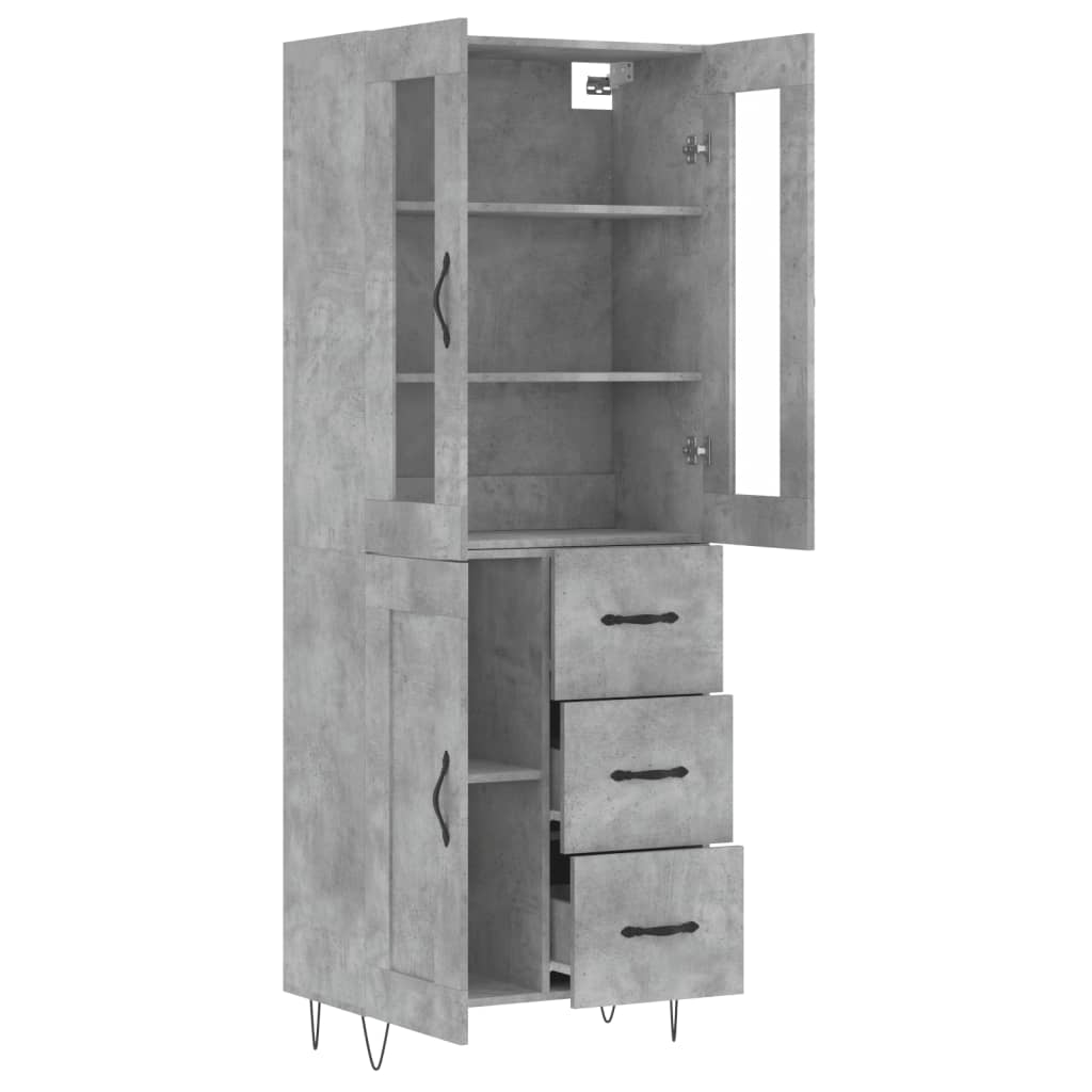 Buffet haut Gris béton 69,5x34x180 cm Bois d'ingénierie - XIOS