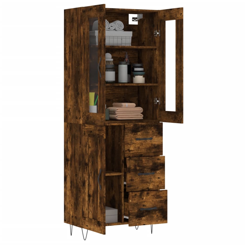Buffet haut Chêne fumé 69,5x34x180 cm Bois d'ingénierie - XIOS