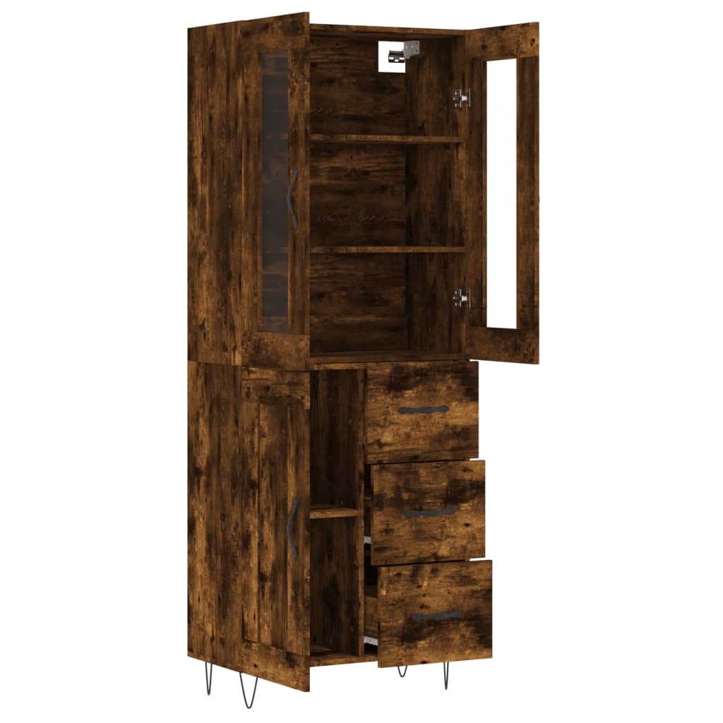 Buffet haut Chêne fumé 69,5x34x180 cm Bois d'ingénierie - XIOS