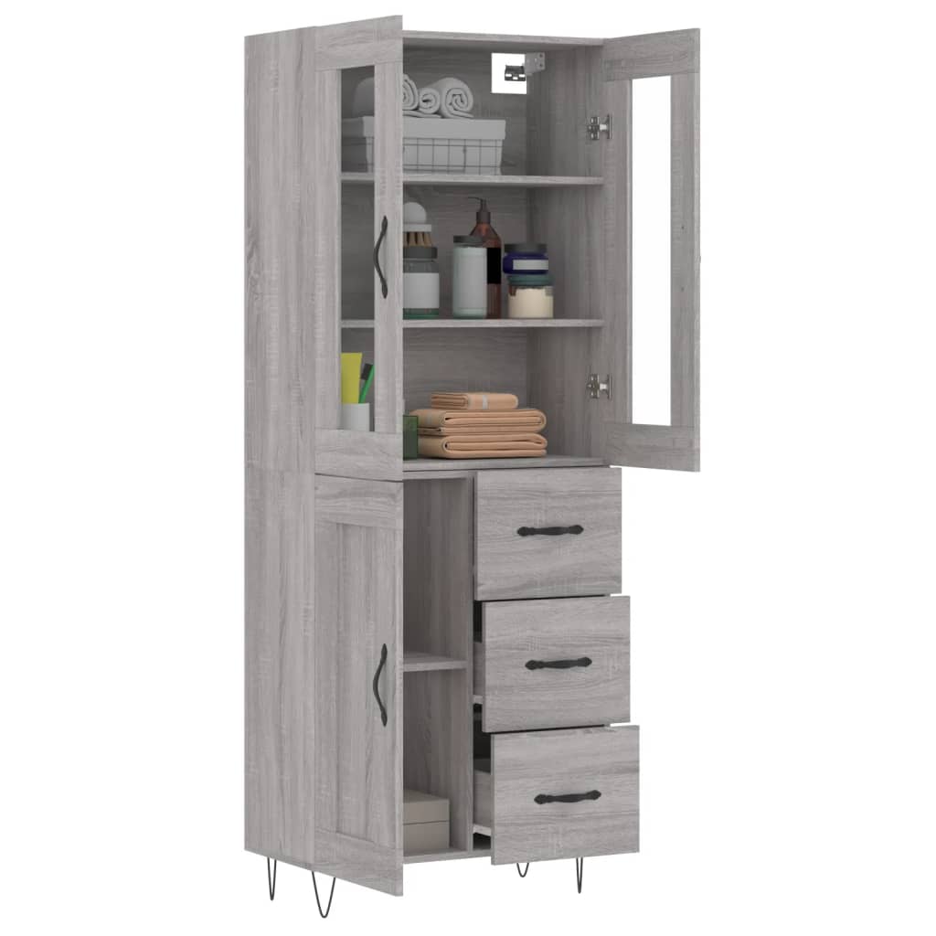 Buffet haut Sonoma gris 69,5x34x180 cm Bois d'ingénierie - XIOS