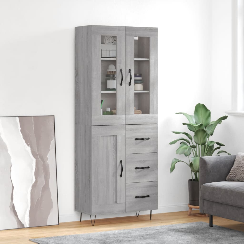Buffet haut Sonoma gris 69,5x34x180 cm Bois d'ingénierie - XIOS